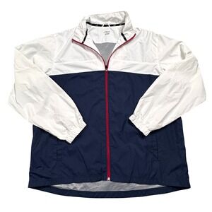 NWT BCG Men's Color Block Track Jacket White Navy Red Full Zip‎ Lightweight XL